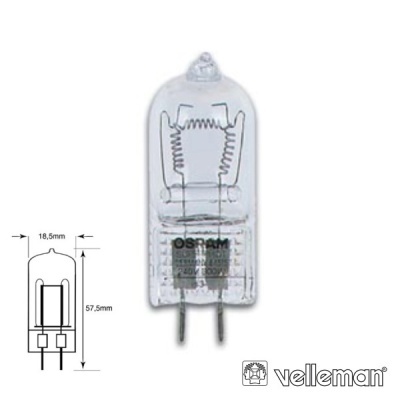 Lâmpada halogénea transparente com filamento e base de dois pinos