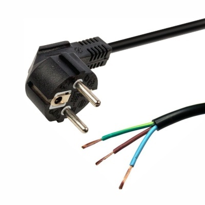 Cabo elétrico com ficha tipo europeu e fios expostos