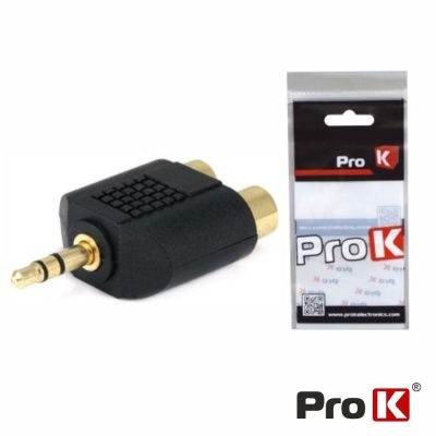 Ficha Adaptadora Jack 3.5mm Macho St  2 RCA Fêmea PROK