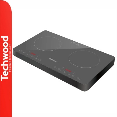 Placa de indução dupla preta Techwood com controlo táctil