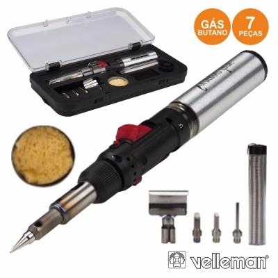 Conjunto de maçarico a gás butano com 7 peças da marca Velleman