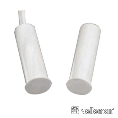 Conjunto sensores magnéticos cilíndricos brancos com cabo