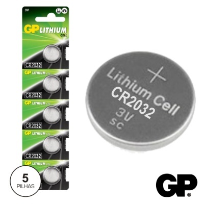 Embalagem de pilhas GP Lithium CR2032 3V com 5 unidades
