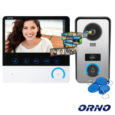 Vídeo Porteiro C Lcd 7" Cores LEDS IR Preto ORNO