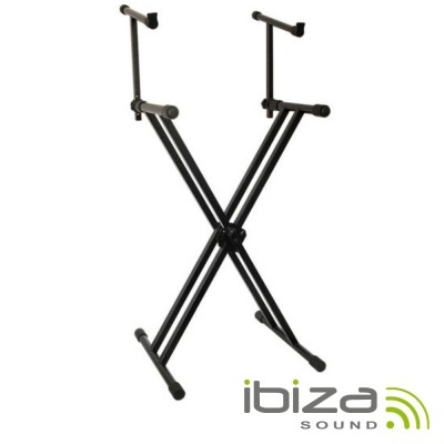 Suporte de teclado em X preto com logo ibiza SOUND