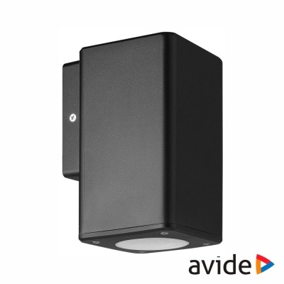 Aparelho de iluminação exterior de parede preto mate com logótipo avide