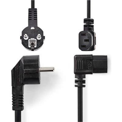 Cabo de alimentação elétrico preto com ficha tipo europeu e ficha IEC C13