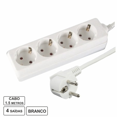 TOMADA ELÉTRICA C 4 SAÍDAS 1.5M BRANCO