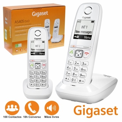 CONJUNTO 2 TELEFONES S FIOS AS405 BRANCO GIGASET