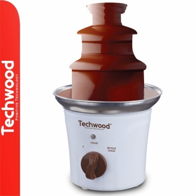 Fonte de chocolate Techwood branca e castanha com botão frontal e base metálica