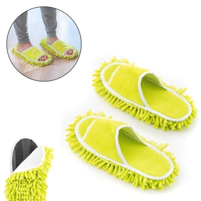 Chinelos amarelos de microfibra com cerdas para limpeza