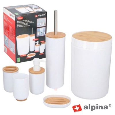 CONJUNTO ACESSÓRIOS CASA DE BANHO PP E BAMBU ALPINA