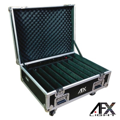 Mala preta aberta com divisórias interiores acolchoadas e rodas, marca AFX LIGHT