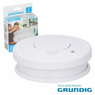 Detetor de fumo branco da Grundig com embalagem