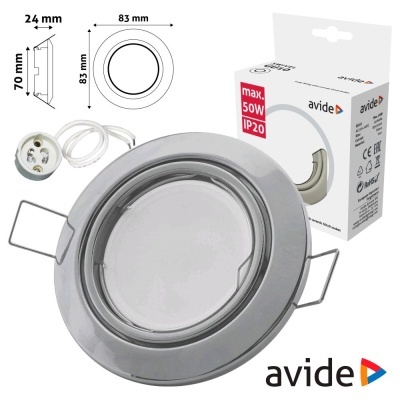 Refletor embutido redondo prateado com conector e embalagem AVIDE