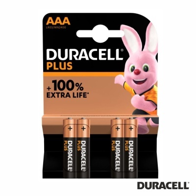 Pilha Alcalina LR03AAA 1.5V 4x Plus 100% Power DURACELL