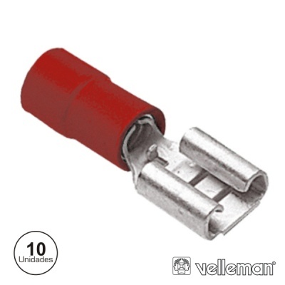 TERMINAL FASTON FÊMEA ISOLADO 6.4MM 10X VERMELHO VELLEMAN
