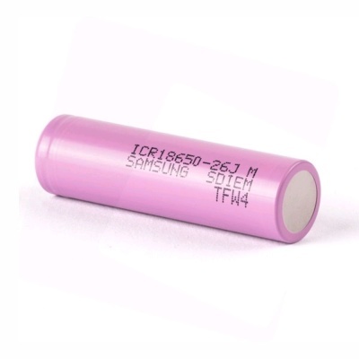 Bateria recarregável cilíndrica rosa da Samsung com texto impresso