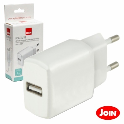 ALIMENTADOR COMPACTO COMUTADO 1 USB 5V 2.1A BRANCO JOIN
