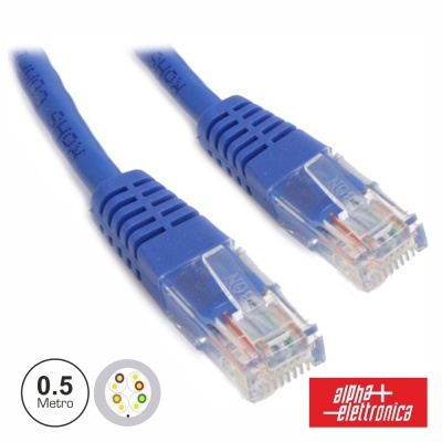 Cabo de rede Ethernet azul com conectores RJ45