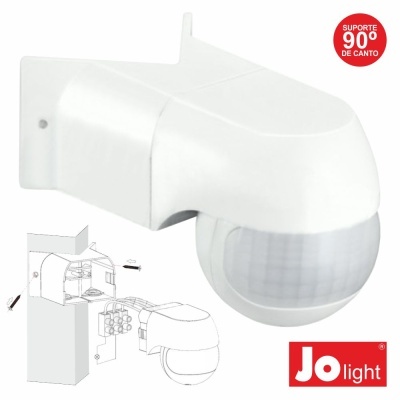Sensor de movimento branco Jo light com suporte de canto 90°