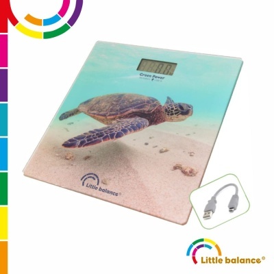 Balança digital com imagem de tartaruga marinha e display LCD
