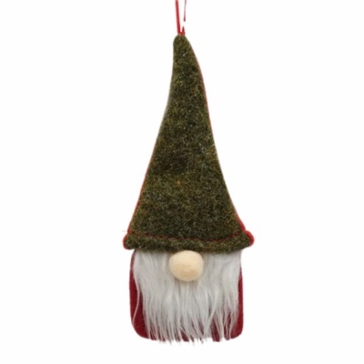 Enfeite de duende de Natal com chapéu verde e barba branca