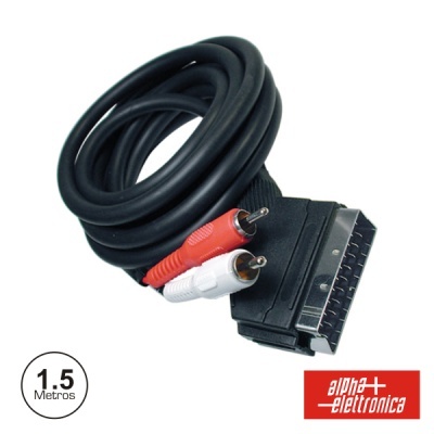 Cabo de áudio e vídeo com conector SCART e RCA