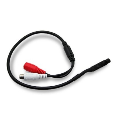 Cabo adaptador de áudio com fichas RCA vermelha e branca e ficha preta