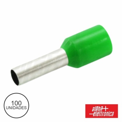 Terminal Ponteira Isolado 6mm 100x Verde ALPHA