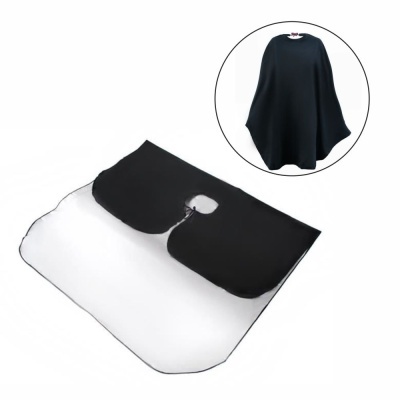 Capa de corte preta e branca para cabeleireiro com fecho frontal