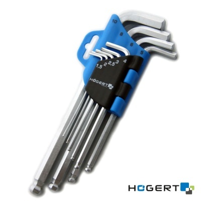 Conjunto de chaves hexagonais em suporte azul e preto com marca HÖGERT
