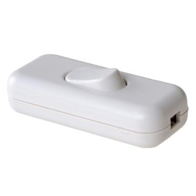 Interruptor de luz branco retangular com botão deslizante ao centro