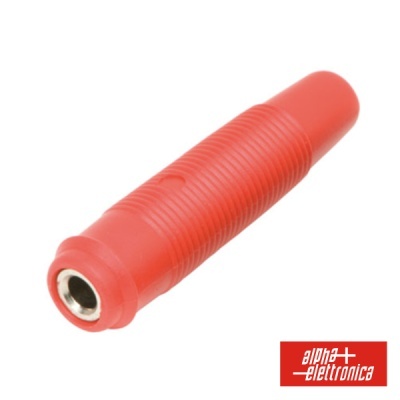 Conector vermelho com extremidade metálica e textura estriada