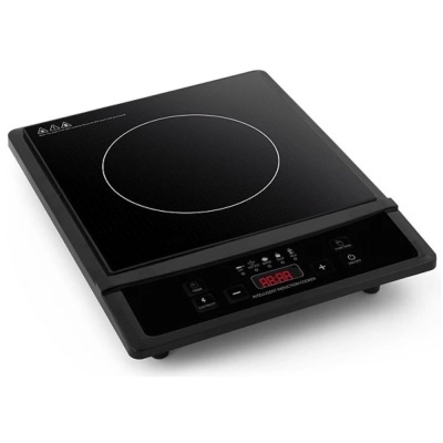 placa de indução elétrica preta com visor digital e botões táteis