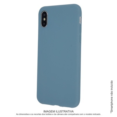 Capa azul para smartphone com recorte para câmera e botões laterais