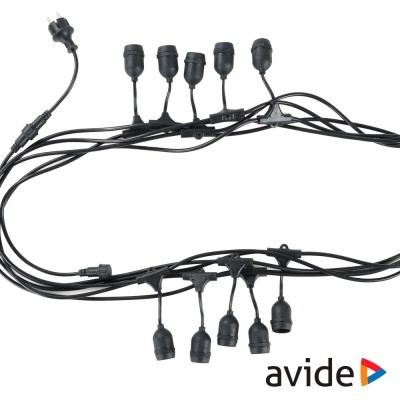 Corrente de Iluminação 10m P 10 Lâmpadas E27 IP44 AVIDE