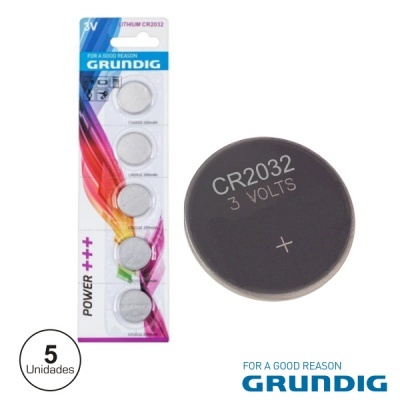 PILHA LITHIUM BOTÃO CR2032 3V 200MA 5X BLISTER GRUNDIG
