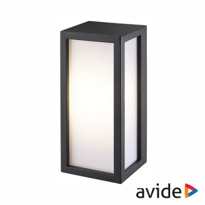 Candeeiro de parede exterior retangular preto com painéis brancos