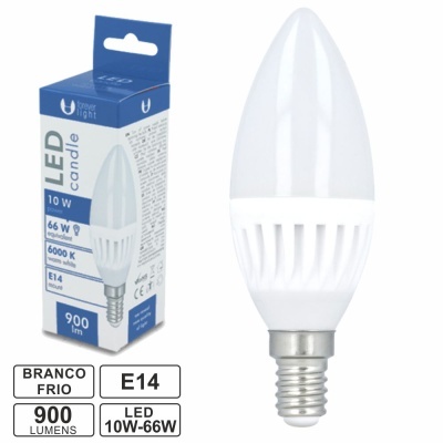 LÂMPADA LED E14 VELA C37 10W 230V 6000K 900LM