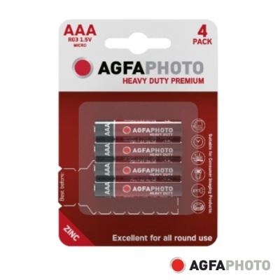 Pack de 4 pilhas AAA AGFAPHOTO em embalagem vermelha e branca