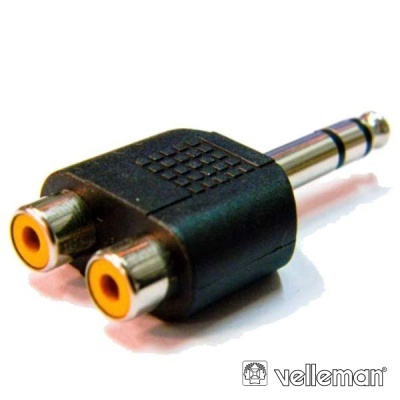 FICHA ADAPTADORA JACK 6.35MM MACHO ST  2 RCA FÊMEA VELLEMAN