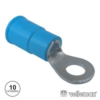 TERMINAL REDONDO ISOLADO 3.7MM 10X AZUL VELLEMAN