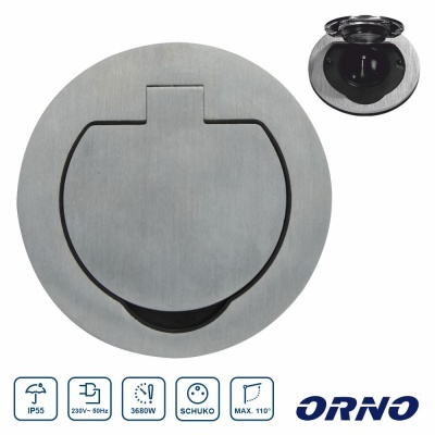 Tomada Elétrica Encastrar 1x Schuko Cinzenta Ø95mm ORNO