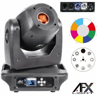 Moving Head Spot 1 LED 100W Preto 2 Rodas Gobo DMX AFXLIGHT