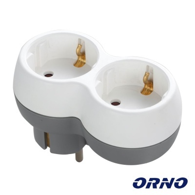 Ficha Elétrica Adaptadora 2x Schuko Branco ORNO