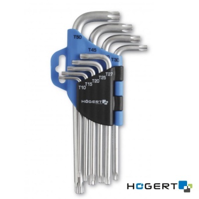 Conjunto de chaves Torx em suporte azul e preto da marca HÖGERT