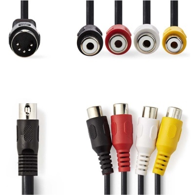 Cabo de Áudio DIN de 5P Macho - 4x RCA Fêmea NEDIS