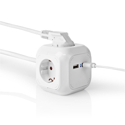 Tomada Elétrica C 3x Schuko e 2x USB 1.5m NEDIS
