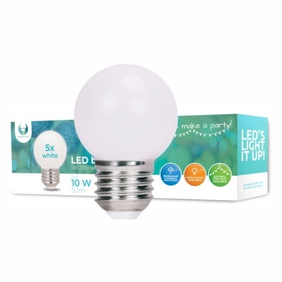 Conjunto 5 Lâmpadas E27 2W=10W 230V LED Branco Natural